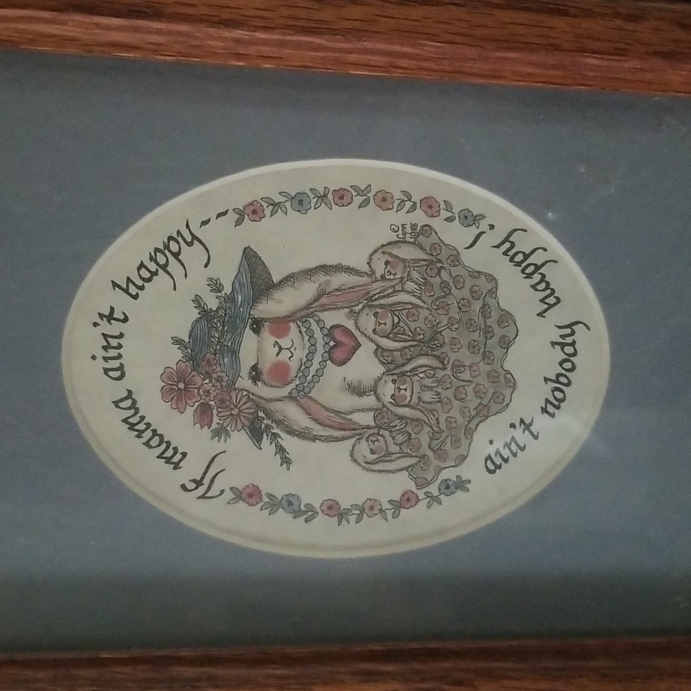 Mama Rabbit Picture Wood Frame Cottagecore Mothers Day Easter